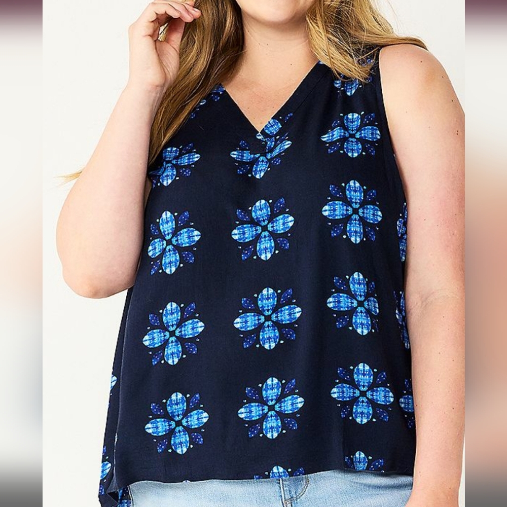 3X Plus Size Blue Tank top kohls NEW women's shirt blue summer